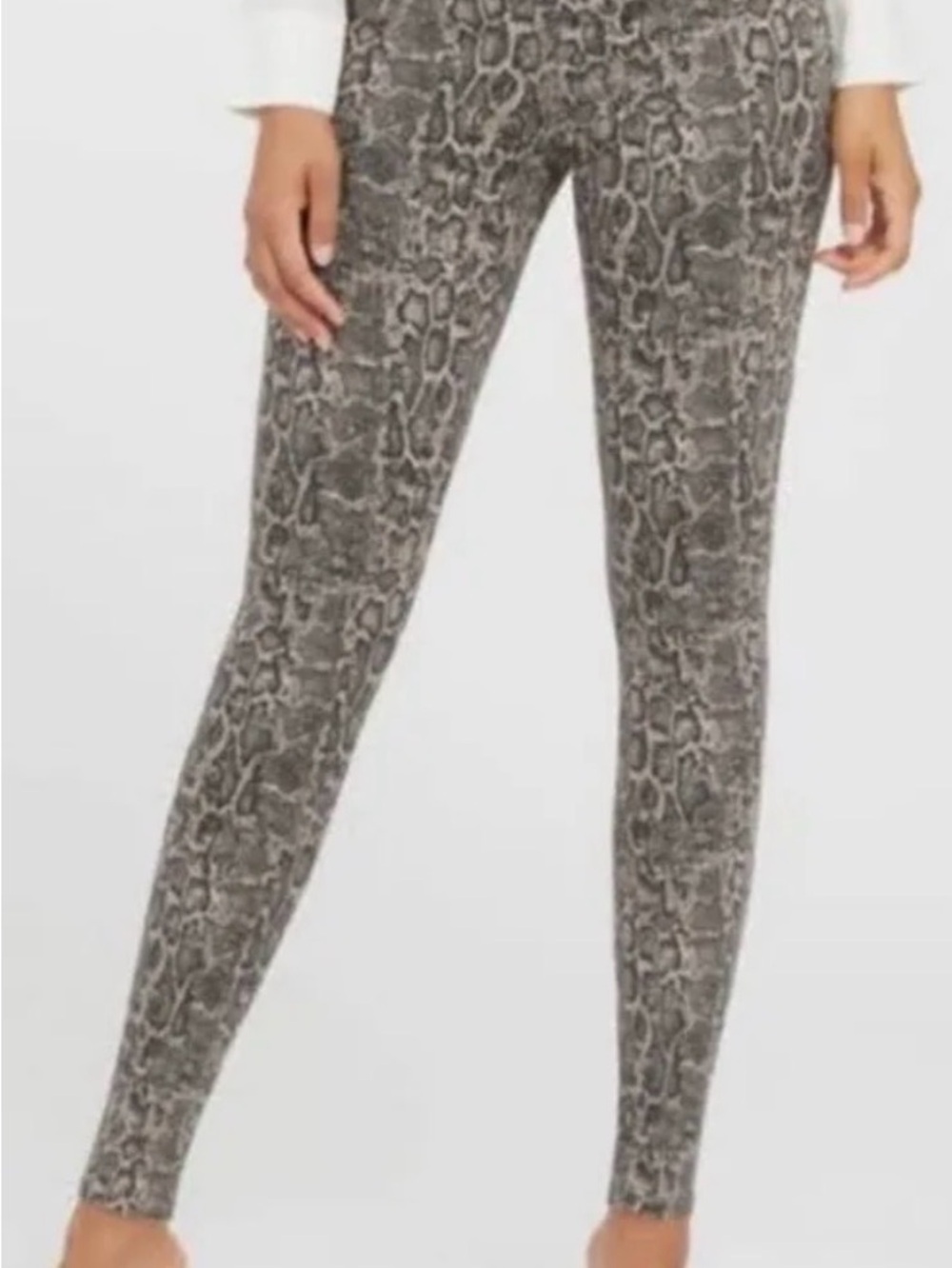 SPANX Snake-Print High-Rise Leggings - Gray